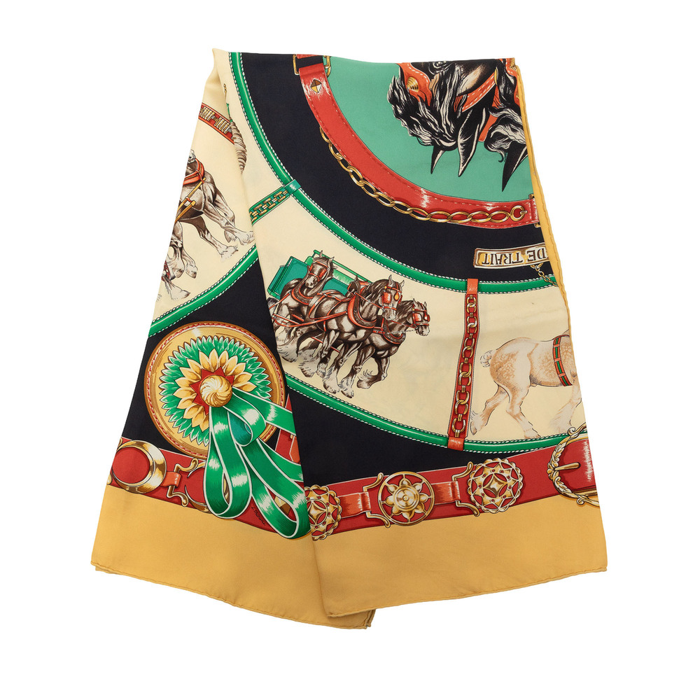 Pre-Loved Hermes Chevaux De Trait Silk Scarf 90